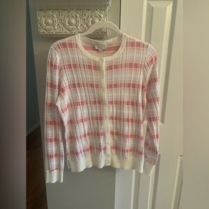 LOFT Pink and Orange Striped Cardigan NWT - SZ M